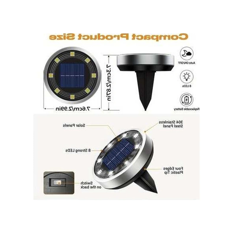 Trendooze 4 Adet Sıcak Beyaz Yerli Güneş Led Bahçe Havuz Patika Işık Sıcak Beyaz