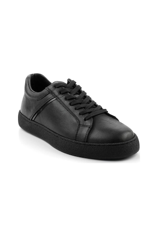 Siyah Hakiki Deri Erkek Sneaker E01593002703 Siyah