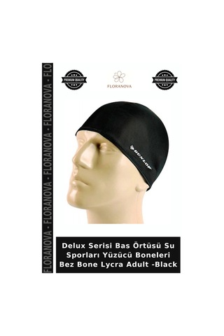 Delux Serisi Su Sporları Yüzücü Boneleri Bez Bone Lycra Adult -black Siyah
