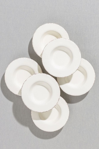 Antiquing Krem 6'lı Çay Tabağı Beyaz