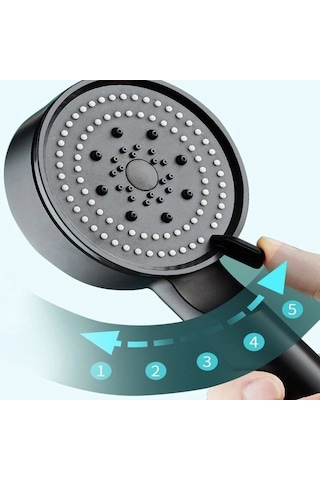 Büro Ev Ofis Yazlık Banyosu İçin 5mod Siyah Yüksek Basınçlı Ayarlanır Duş Başlığı Diğer