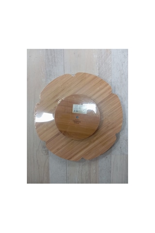 Dönen Standlı Bambu Sunum Tabağı - Çap:32cm Turuncu
