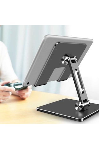 Tablet Telefon Tutucu Standı Alüminyum Teleskopik Masaüstü 134 Gümüş