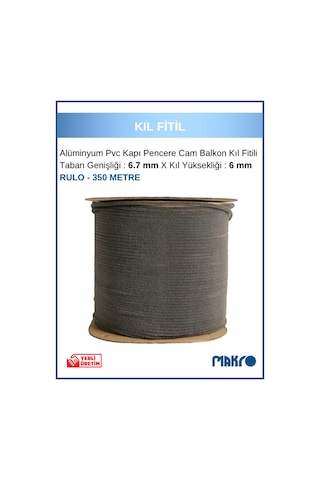 Alüminyum Pvc Kapı Pencere Cam Balkon Kıl Fitili En 6,7mm - Kıl Uzunluğu: 6mm - Rulo - 350 Metre Diğer