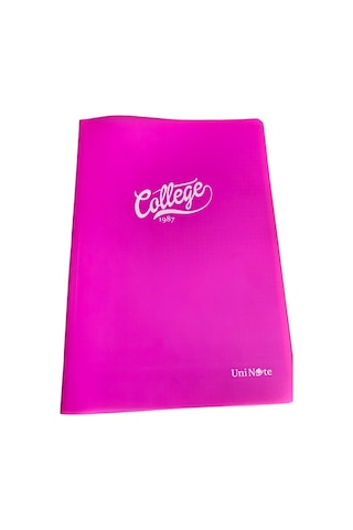 Uninote College 1987 Pembe Plastik Kapak Okul Defteri A4 Çizgili Defter