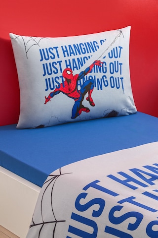Spiderman Blue Web Tek Kişilik Lisanslı Lastikli Çocuk Nevresim Takımı Beyaz