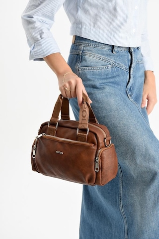 Suni Deri Kadın Omuz Çantası 25 17 Cm Çapraz Askılı Postacı Çanta Mega Bag Vegan Deri Kol Çantası Taba