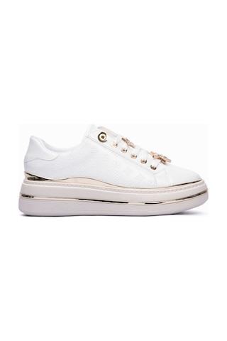 Mubiano Kadın Sneaker Gold Yıldız Detaylı Kalın Tabanlı Spor Ayakkabı Veronica Beyaz Beyaz