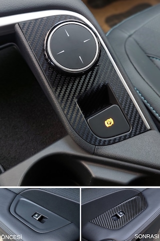 Togg T10f Sedan Uyumlu İç Trim Folyo Kaplama Set - Mat Karbon Siyah Mat Karbon Siyah
