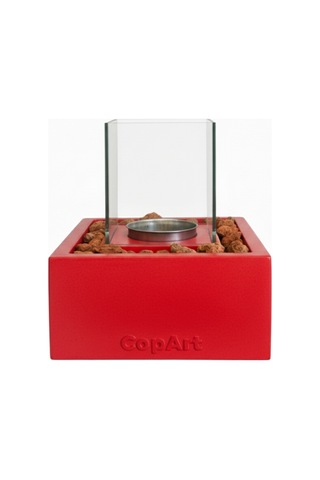 Quadrata Kırmızı Biyoetanol Masaüstü Şömine - 1 Lt Yakıt Ve Dekoratif Taş Hediye