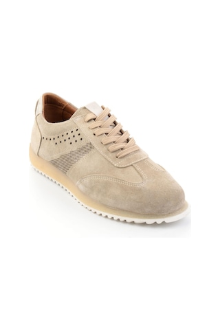 Bambi Bej Hakiki Deri Erkek Sneaker E01811042702