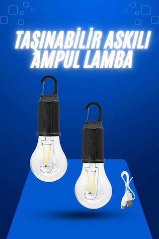 Askılı Kırılmaz Led Işık Kamp Bahçe Lambası Taşınabilir Led Ampul Şarjlı Tkdytgsamdıemq7tt2e