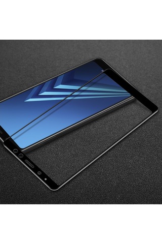Samsung Uyumlu Galaxy A8 2018 Tam Kaplayan Çerçeveli Tempered Cam Koruma