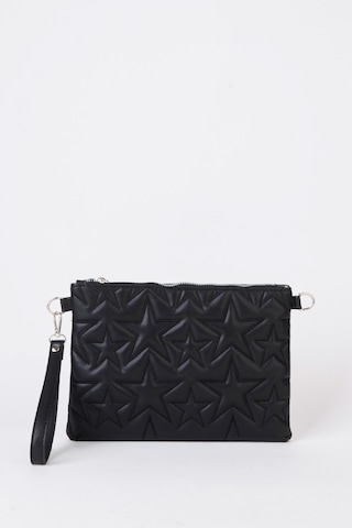 Vivaq Kadın Siyah Yıldız Nakışlı Suni Deri Bilek Ve Zincir Askılı Portföy El Ve Clutch Çanta