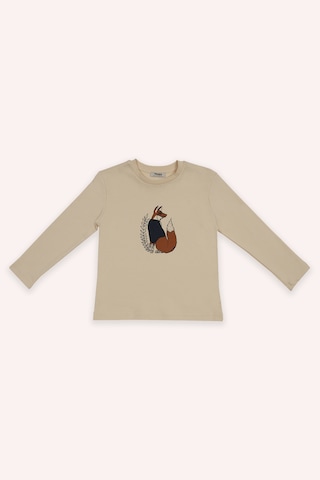 Panço Erkek Çocuk Bej Tilki Baskılı Pijama Takımı Çok Renkli