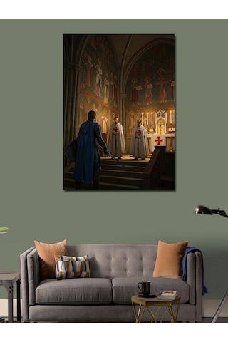 Kanvas Tablo Gotik Kilise Ve İnsanlar 70cmx100cm