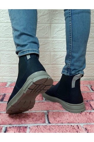 Voyager 5416 Lacivert Fermuarsız Hakiki Deri Ortopedik Erkek Bot