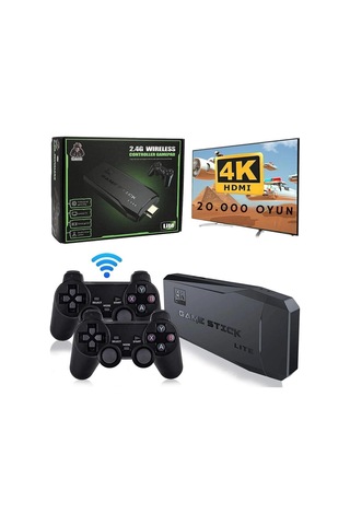 4k Hd 2.4g Retro Game Stick 90'lı Yıllar Usb Stick Wireless Atari Makinesi + 2 Wireless Joystick