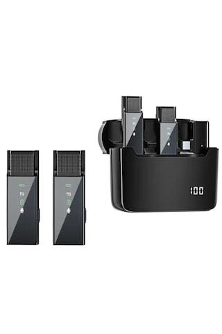 4 Mikrofonlu Iphone Ve Type-c Uyumlu Kablosuz Yaka Mikrofonu Şarj