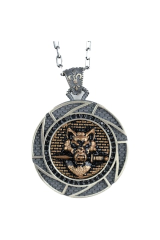 Erkekler İçin 925 Ayar Gümüş Kolye - Hayvan Temalı, Gotik Temalı Takı Kurt Gümüş