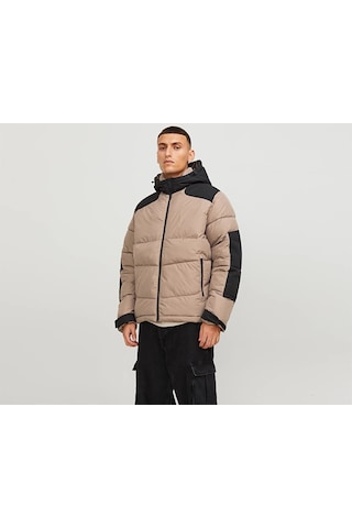 Jack & Jones Jack&Jones Kapüşonlu Puffer Vizon Erkek Mont 12239001 001