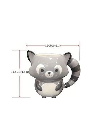 3d Rakun Seramik Kahve Fincanı Gri