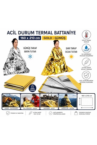 Termal Battaniye Çok İşlevli Sos Acil Hayatta Kalma Battaniyesi