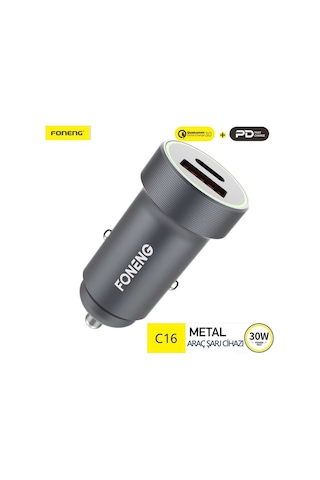 Foneng C16 30w Type-c + Usb Araç İçi Şarj Adaptörü -