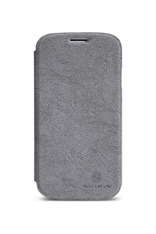 Nillkin İ9500 Galaxy S4 İle Uyumlu Nillkin Ağaç Dokulu Kapaklı Kılıf Gri