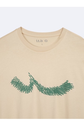 Ltb Logo Baskılı Bej T-shırt Bej