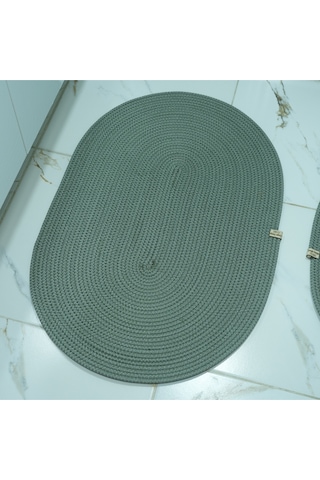 Zengin Supla 2'li Banyo Paspas Set Su Yeşili