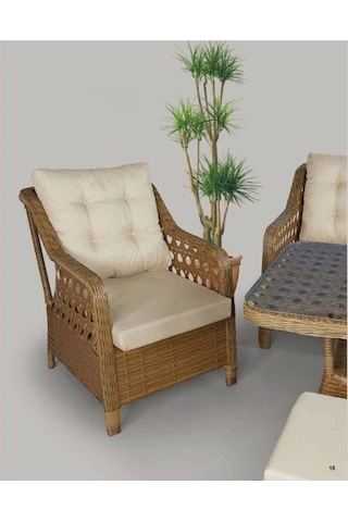 Menekşe 3+1+1+2puf+masa Rattan Bahçe Balkon Mobilyası, 7 Kişilik Bahçe Takımı Ceviz-krem Ceviz - Krem
