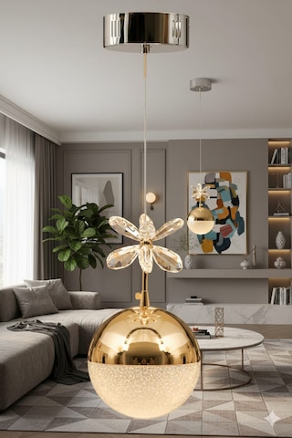 Bohem Aydınlatma Tek Top 3 Renk Modern Led Avize Beyaz/sarı/günışığı Altın - Gold