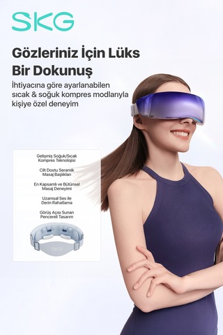 Ks700-e Akıllı Göz Masaj Aleti / Robotu Soğuk Kompress Mobil App, Isı Terapisi & Termoterapi Mor-lacivert