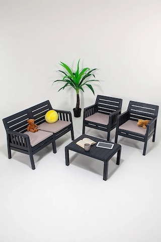 Silva Minderli 2+1+1+s Antrasit Balkon&bahçe&teras Takımı Antasit