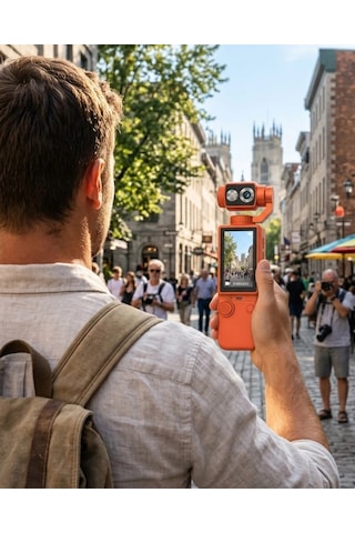 Kompakt 4k Gimbal Kamera 180 Derece Döner Başlık Stabil Video Vlog Uyumlu