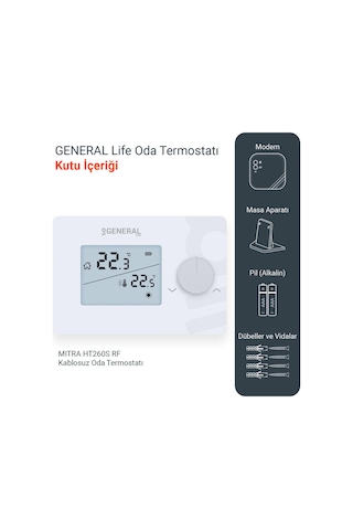 General Mitra 260S RF Kablosuz Oda Termostatı Beyaz