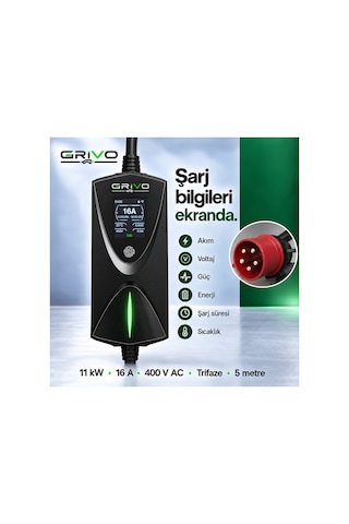 11 Kw 16a Taşınabilir Elektrikli Araç Şarj Cihazı Type 2 5 Metre Kablo Ip67 2 Yıl - 938842693