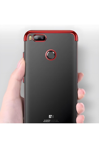 Xiaomi Mi 5x Kılıf Dört Köşeli Lazer Silikon Kılıf Kırmızı