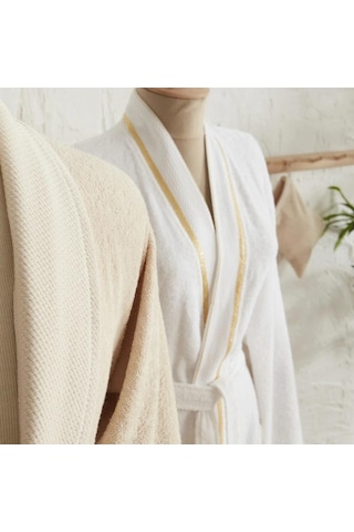 Karacahome Glory Lurex Gold Bej 9 Parça Aile Banyo Seti Bej