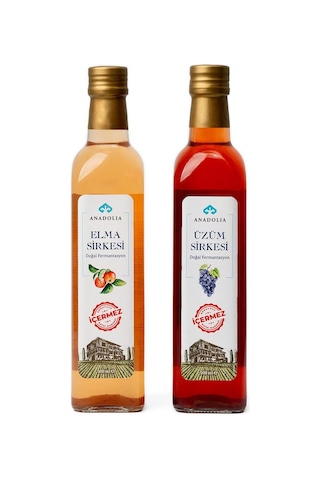 Anadolia Doğal Fermantasyon Elma Sirkesi + Üzüm Sirkesi 2 x 500 ML