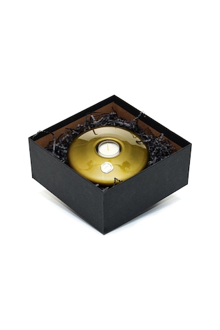 Yeşil Golden Glow Cam Mumluk Ve Tealight Seti Dekoratif Sıvama Kutulu