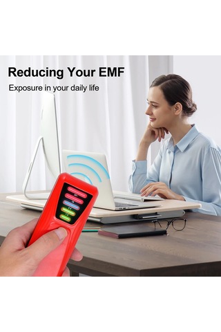 Shineyee El Tipi Elektromanyetik Radyasyon Testeri, 5 Led Işıklı Gauss Metre, Ev Elektrik Cihazları Manyetik Alan Detektörü Kırmızı, 9v Pil Gerekiyor