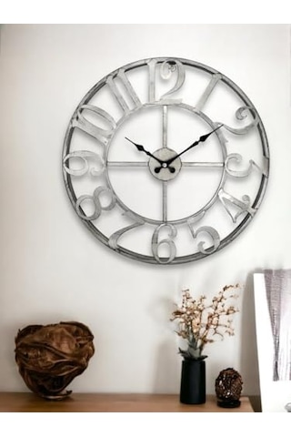 Rakamlı Metal 40 Cm Duvar Saati Gri Genel