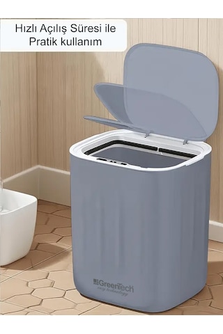 Greentech Sensörlü 28 Litre Çöp Kovası Şarj Edilebilir Lityum Pilli / Gt-sc07s Siyah