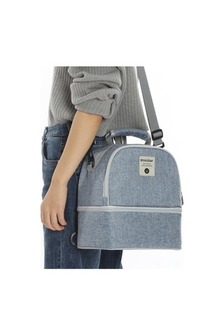 Neevoyu Denim Mavi Emzik Muhafaza Çantası - 3 Katlı Tasarım, 3 Biberon + Emziği Aksesuarı Taşıma Kapasitesi, Lezzeti Tazeliği Sağlar Mavi