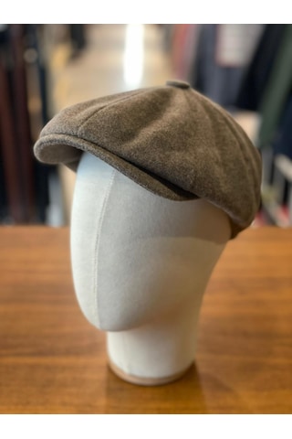 Hamze Peaky Blinders Tarz İngiliz Model Kaşe Kumaş Kasket Şapka Vizon