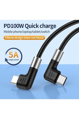 Moly İos Uyumlu 15 Serisi A9 0.5m Dirsek Açılı 5a 100w Hızlı-c Tip-c Naylon Örgülü 480mbps Veri Kablosu