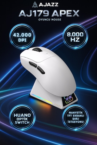 Aj179 Apex 8.000 Hz-30.000 Dpı, Huano Optik Switch-rgb Manyetik Ekranlı Şarj Doku Diğer