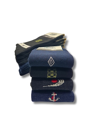 Hitit Socks Erkek Mevsimlik Desenli Soket Çorap 12'li Çok Renkli